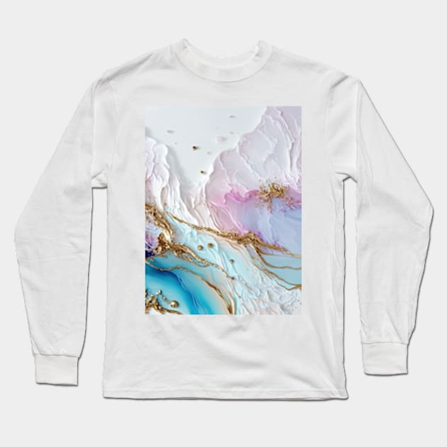 Pastel Alcohol Ink Watercolor Abstract Background Long Sleeve T-Shirt by UniqueMe